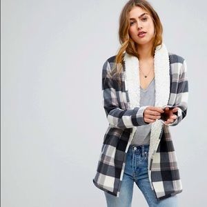 Abercrombie & Fitch - Plaid Sherpa Lined Cardigan